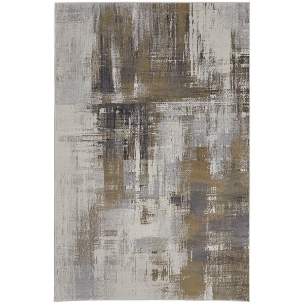 slide 2 of 10, Mandana 39LYF Abstract Modern Area Rug 7'9" x 10' - Brown/Ivory
