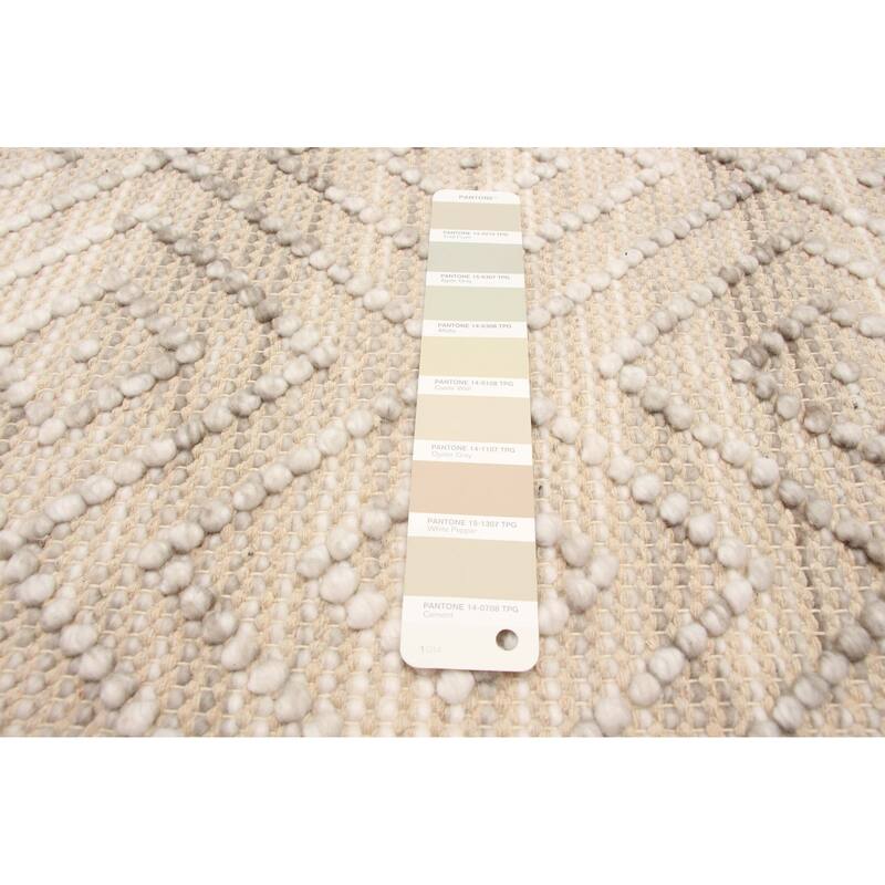 ECARPETGALLERY Braid weave Sienna Light Khaki Wool Rug - 5'0 x 8'1