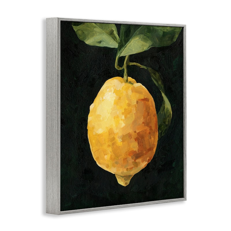 Stupell Abstract Yellow Lemon on Vine Pop over Black Framed Wall Art