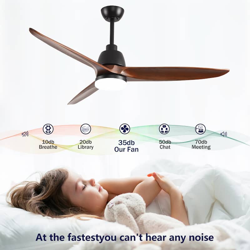 52" Ceiling Fan w/ 3 Color Dimmable Remote Control Reversible DC Motor