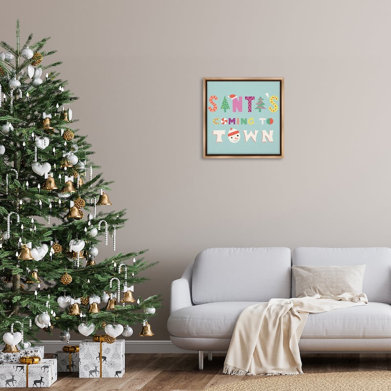 Stupell Whimsical Santa's Coming To Town Framed Floater Canvas Wall Art Design By Sazerelli Designs