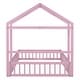 preview thumbnail 8 of 13, Pink Full Size Wooden Floor Bed with Fence Railings and Detachable Headboard