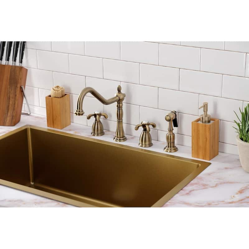 Kingston Brass French Country 1.8 GPM Widespread Kitchen Faucet -