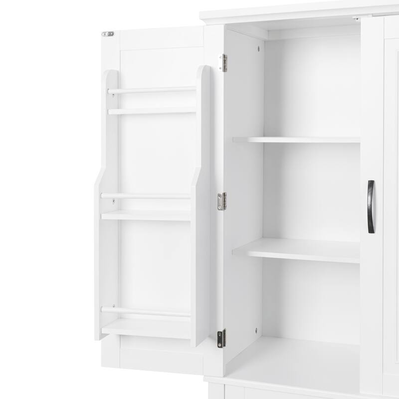 Anti-tipping MDF Floor Cabinet Tall Free Standing Storage Cabinet with Doors, Drawers and Adjustable Shelf for Bathroom Kitchen