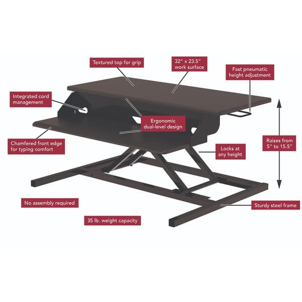 TwoTier Pneumatic Standing Desk Converter Black Bed Bath & Beyond