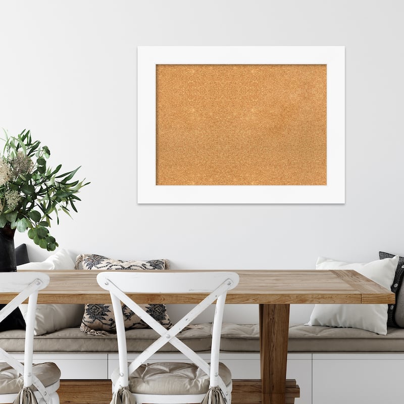 Cabinet White Framed Cork Bulletin Memo Board - 33-Inch x 25-Inch