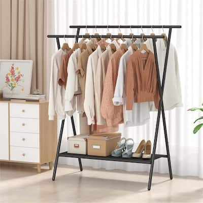 Double Rods Clothing Racks for Hanging Clothes - 18.98"D x 47.24"W x 62.4"H