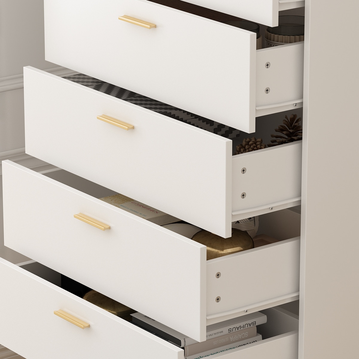 slim fit dress slacks Soho 5-Drawer Dresser, White/Natural main image 0