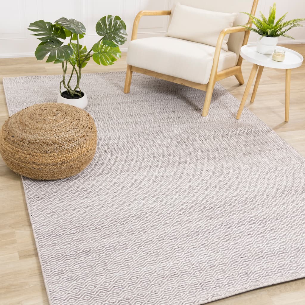 Beige Cream Diamonds Recycled Area Rug