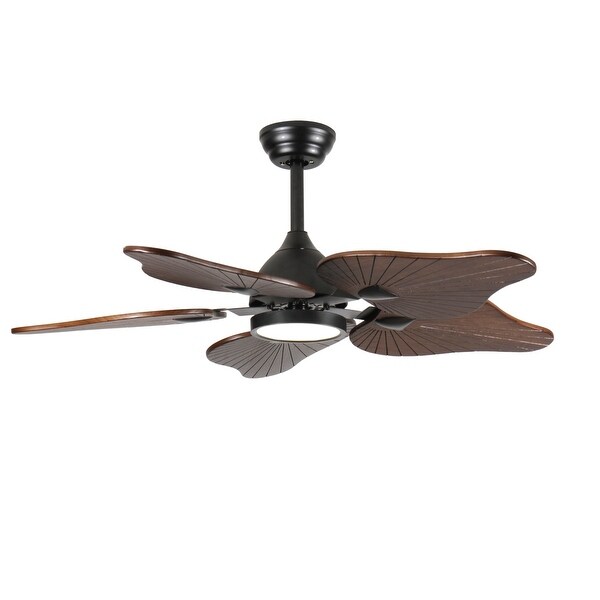 Acacia Wood Ceiling Fan with Dimmable Light for Living Room - On