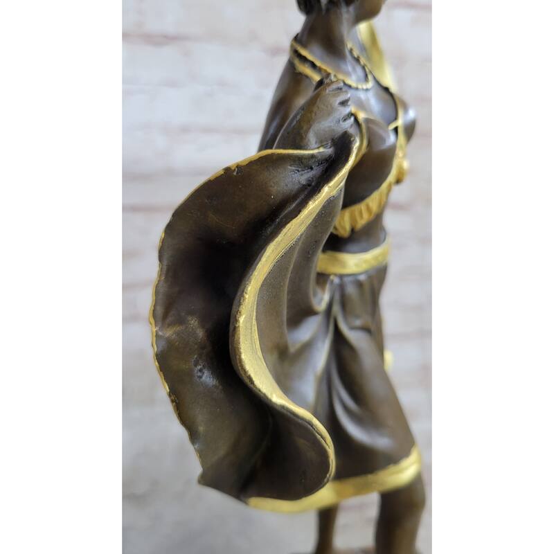 Elegant Bronze Sculpture Of A Dancing Woman – Art Deco Style Statue Of A Graceful Female Dancer On Marble Base