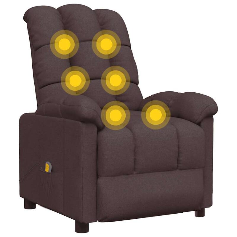 vidaXL Massage Recliner Dark Brown Fabric - 29.1" x 39" x 40.2"