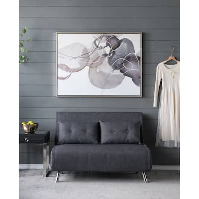Modern Oil Painting Hand Painted Abstract Wall Decor with Gray Brown Watercolor Texture, for Bedrrom
