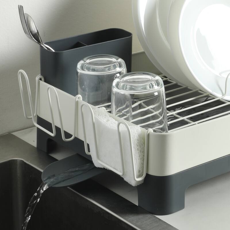 Gibson Home Nestcraft Full Size Rust Resistant Dish Rack with Drain Board and Flatware Caddy