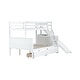 preview thumbnail 9 of 18, Twin over Full Bunk Bed with Slide, Rubber Wood Low Bunk Bed Frame Kids Bed with 2 Drawers & Shelves Storage for Boys Girls