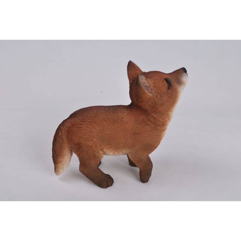 Fox Pup Looking Up Outdoor Garden Statue - 9.5"