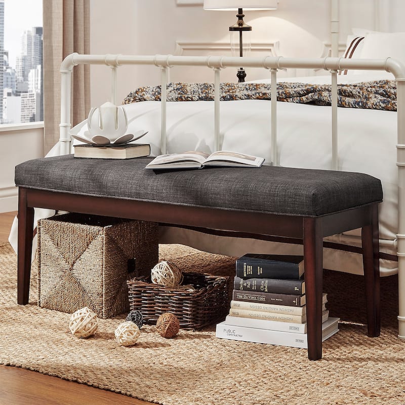 Hawthorne Upholstered Espresso Finish Bench by iNSPIRE Q Bold