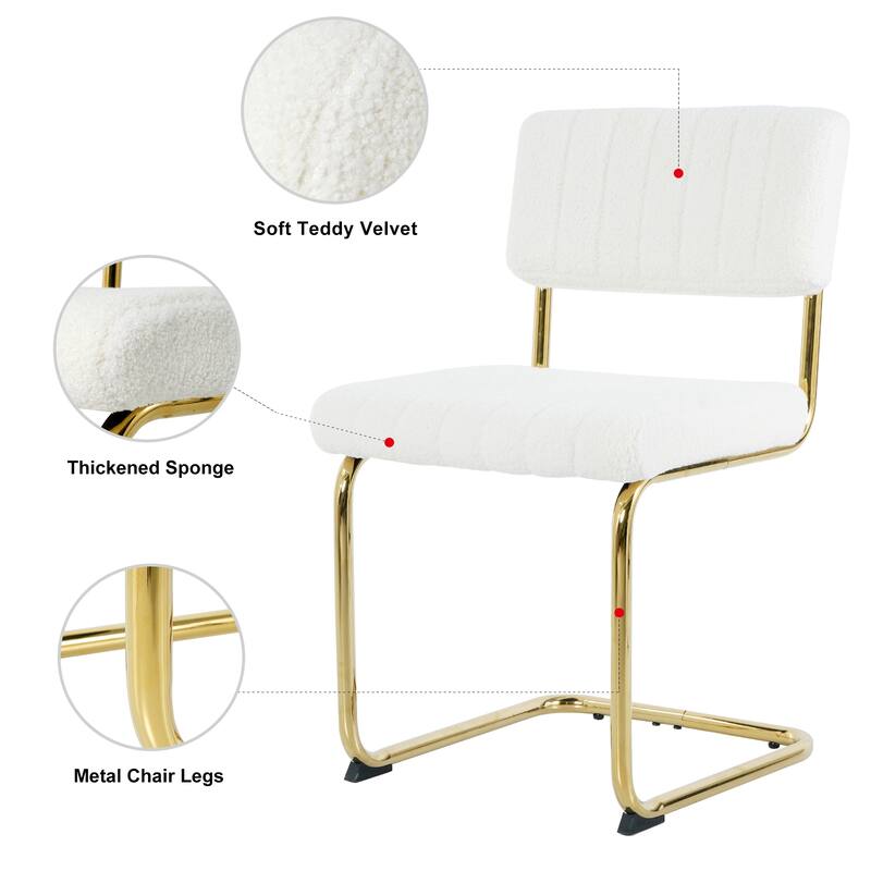Modern Fabric 4 Piece Kitchen Dining Chair Set with Upholstered, Gold Metal Legs for Dining Room Kitchen Living Room Bedroom