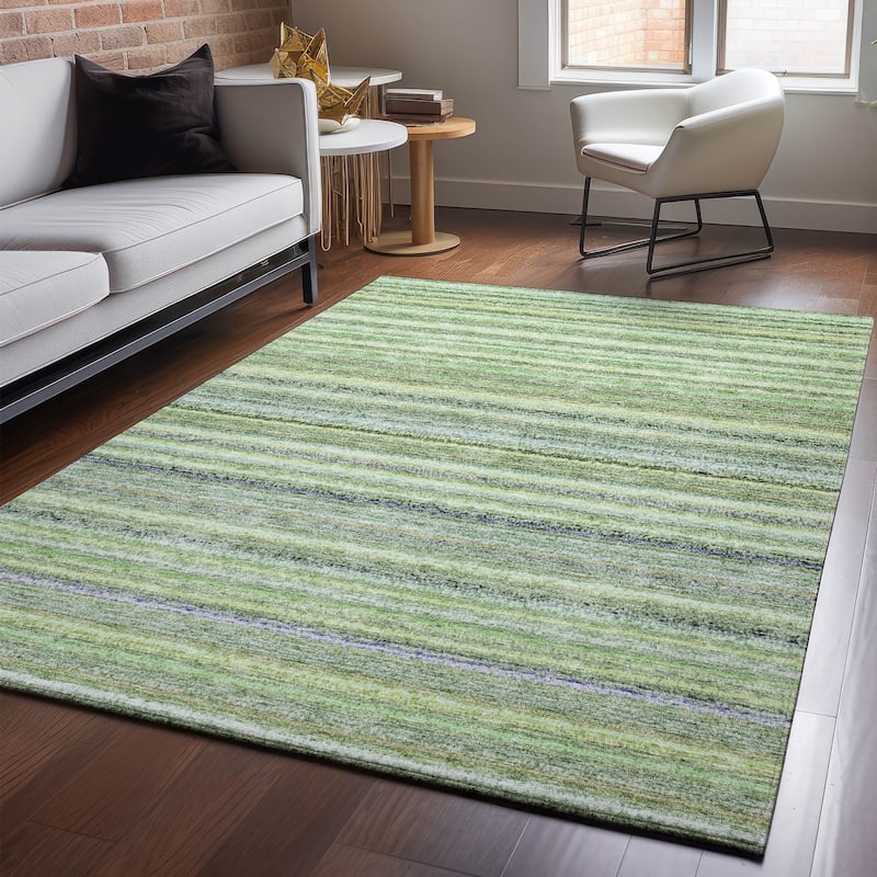Premium Washable Super Soft Stripe Mayfield Rug - Green - 9' x 12' - Rectangle