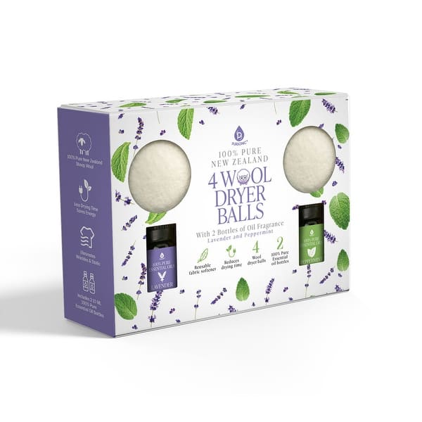 PURSONIC EO2WDB4 Pure NEW ZEALAND 4 Wool Dryer Balls Bed Bath