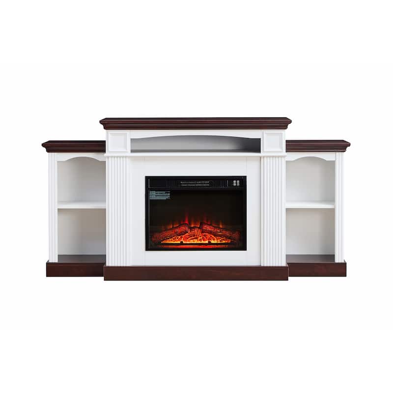 Electric Fireplace TV Stand for 70 inch TV, 23 inch Fireplace with Mantel