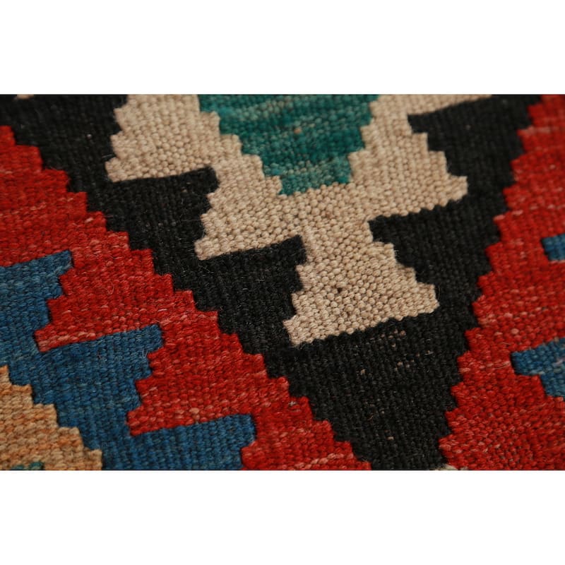 Hand Woven Oriental 100% Wool Carpet Southwestern All-Over Oranges & Rust Kilim Runner Rug - 13' 1'' X 2' 6''