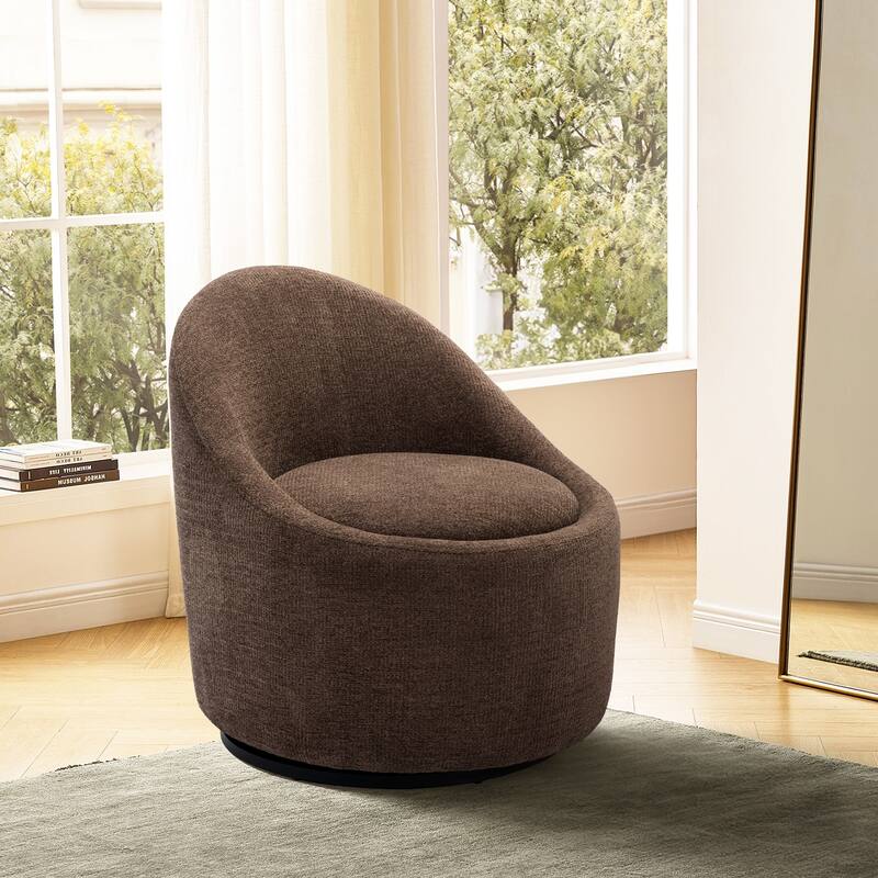 Swivel Accect Chair with Hidden Storage Upholstered Fabric Chair - 1 PCS - Brown