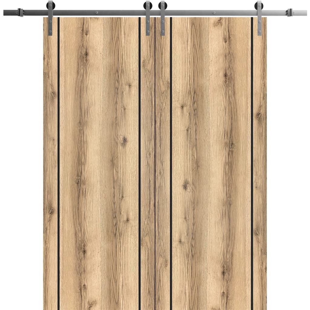 Sturdy Double Barn Door 36 x 80 with Planum 0017 Oak with 13FT