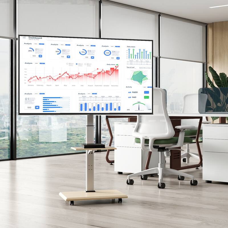 Gymax Rolling TV Stand on Wheels w/30 Degree Tilt Mount Adjustable