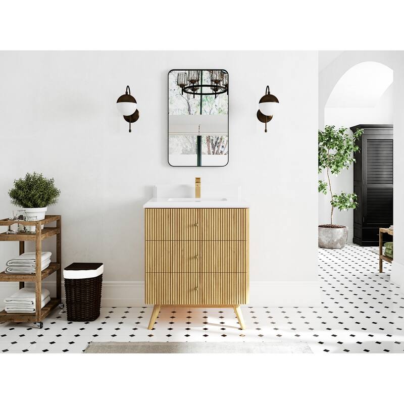 Willow Collections 30 in. W x 22 in. D Pasadena Solid Teak Single Sink Bathroom Vanity with Countertop