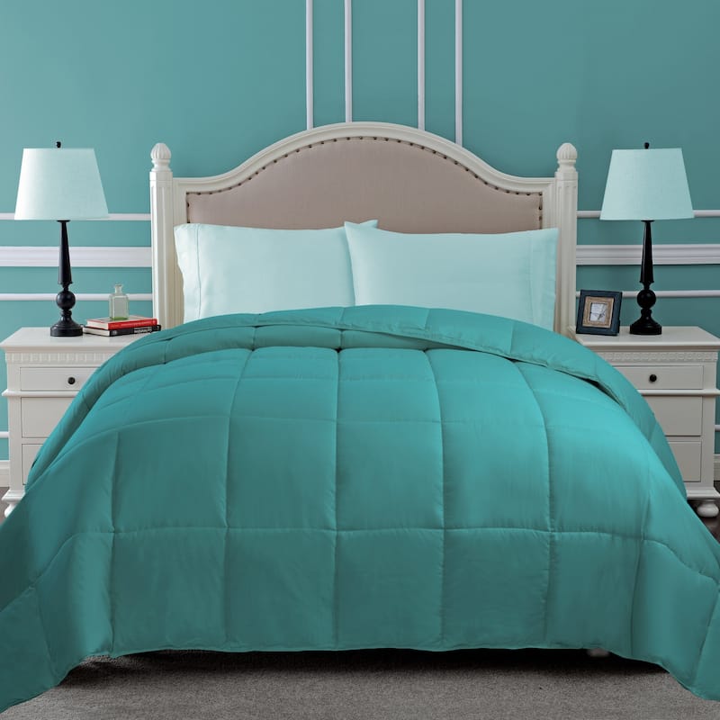Superior Classic Comforter Reversible Down Alternative Bedding - Full - Queen - Turquoise
