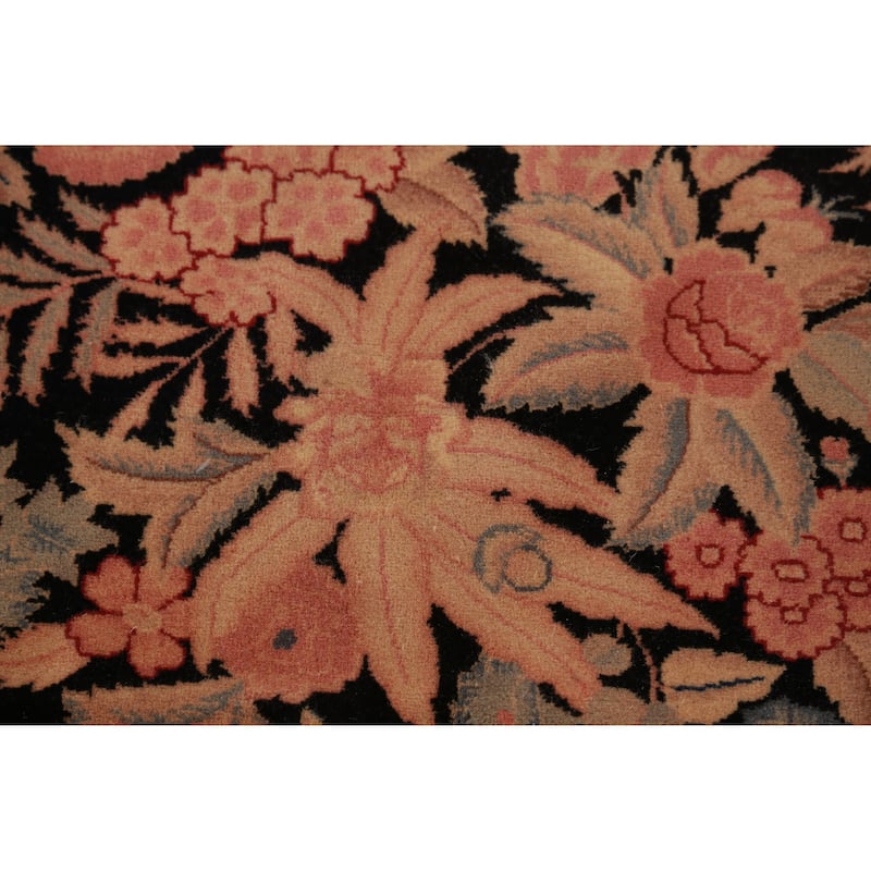 Hand Knotted Oriental 100% Wool Carpet Traditional All-Over Black Aubusson Area Rug - 17' 11'' X 11' 11''