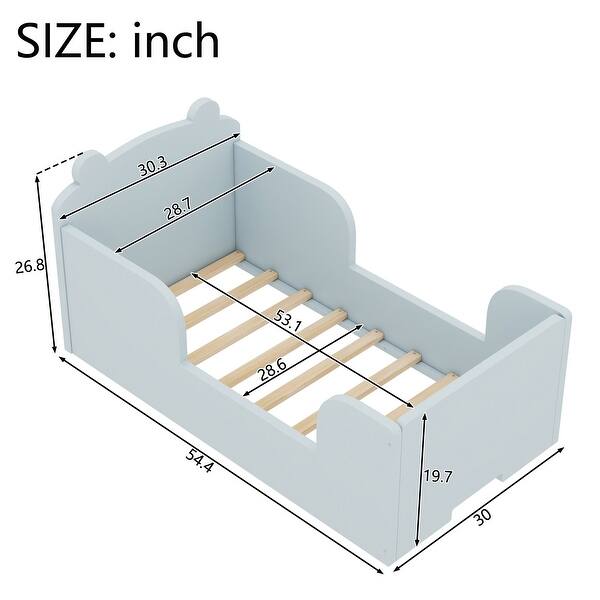 dimension image slide 1 of 3, Low Profile Toddler Floor Bed, Bear Shape Kids Bed,Ages 3-6