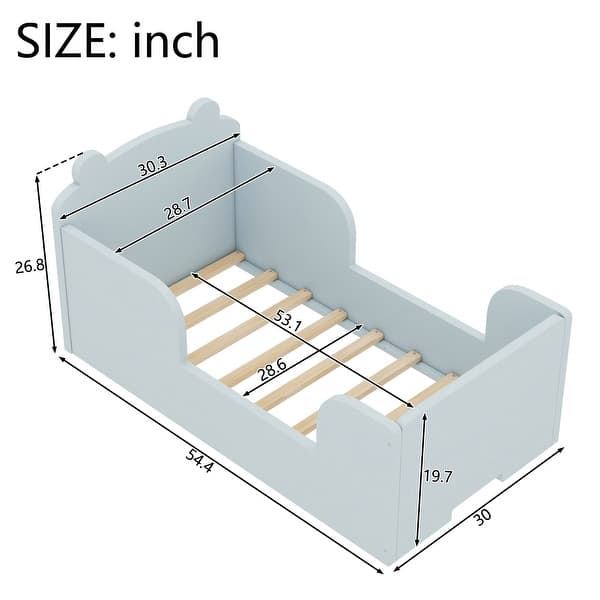 dimension image slide 1 of 3, Toddler Floor Bed Frame, Cot Bed for Boys and Girls Ages 3-6, Bear Shape Toddler Bed