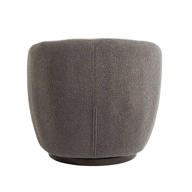 Upholstered Swivel Barrel Armchair with Storage and Metal Base