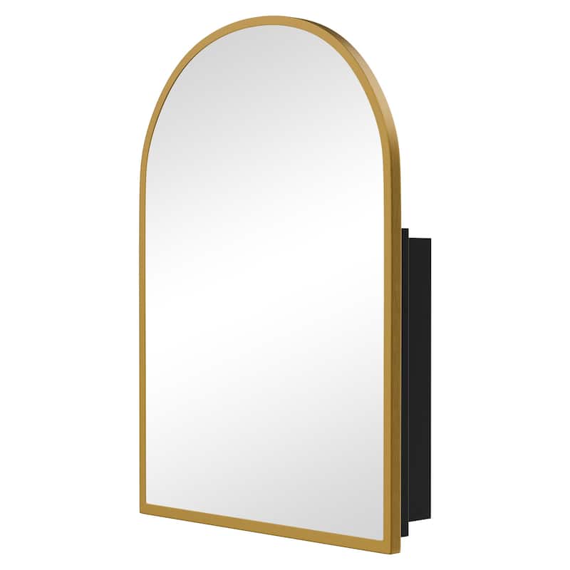 Arched Bathroom Medicine Cabinet with Mirror Metal Framed Wall Mounted Recessed Cabinets for Bathroom Vanity