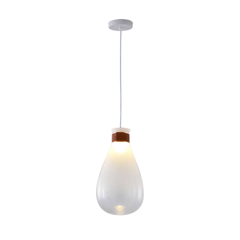 Pendant Light - Farmhouse White Metal Shade - Adjustable Hanging Lamp for Kitchen Island - 9.5
