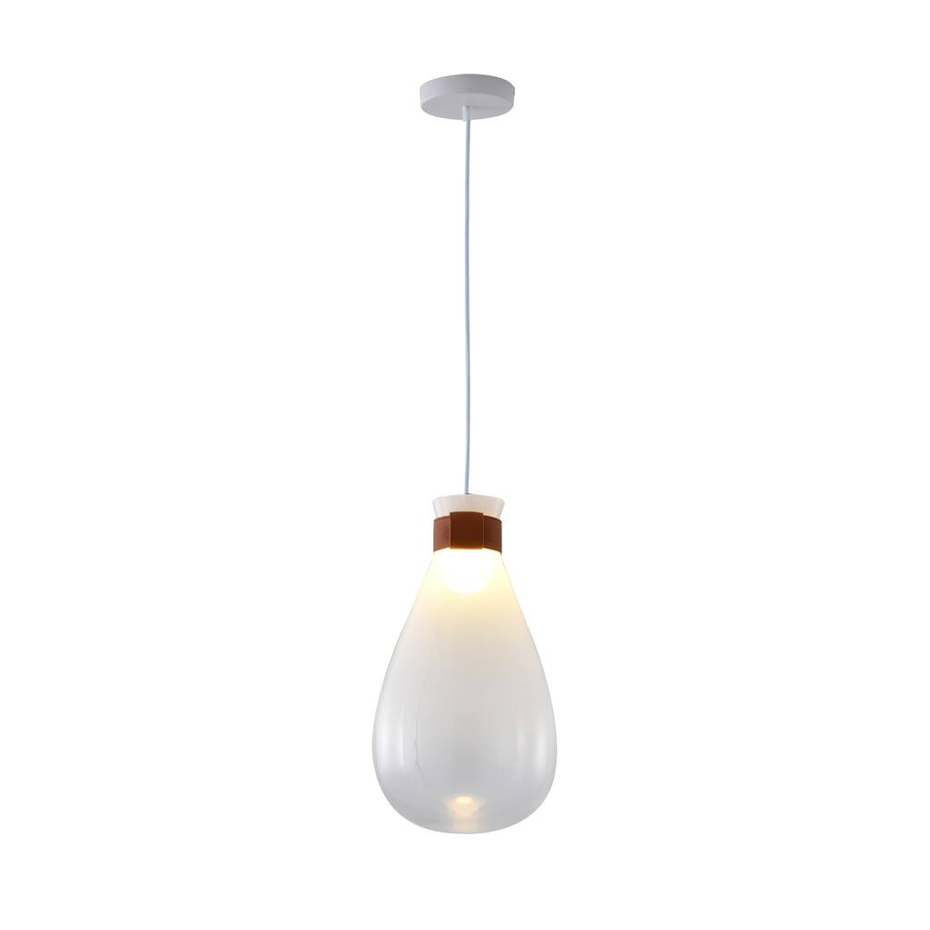 Pendant Light - Farmhouse White Metal Shade - Adjustable Hanging Lamp for Kitchen Island - 9.5