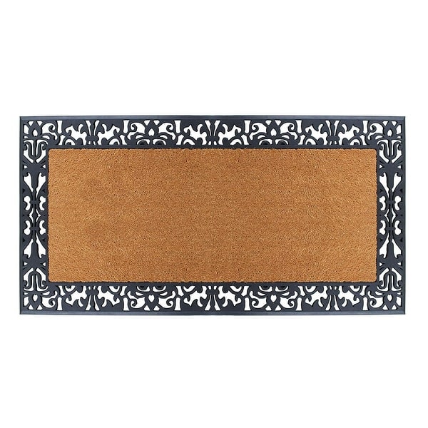slide 1 of 30, A1HC Rubber and Coir Heavy Duty, Flock Welcome Doormat, 30" X 60" Black/Beige