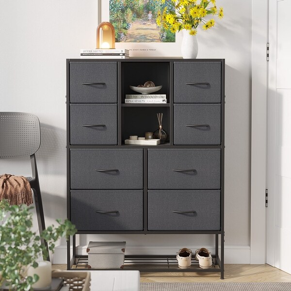 Dresser for Bedroom with Shoe Racks Shelf Storage Organizer 8 Drawer Dresser for Living Room Closet Hallway Black Grey Bed Bath Beyond 37668366