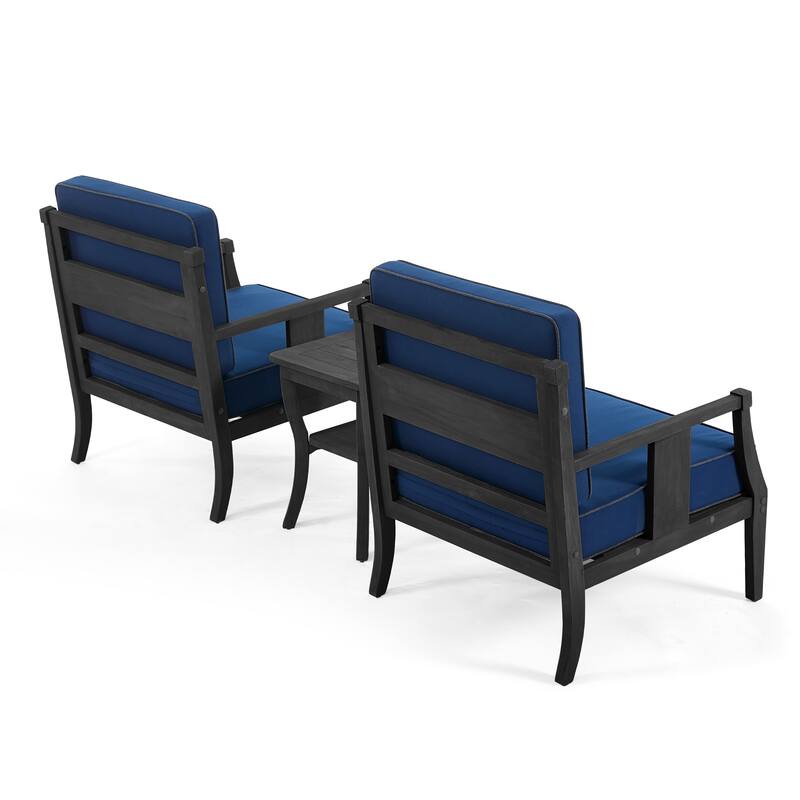 3-Piece Solid Teak Outdoor Patio Furniture Set Armchairs & Storage Table