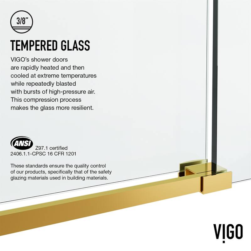 VIGO Elan Hart 56" to 60" W x 66" H Frameless Sliding Tub Door