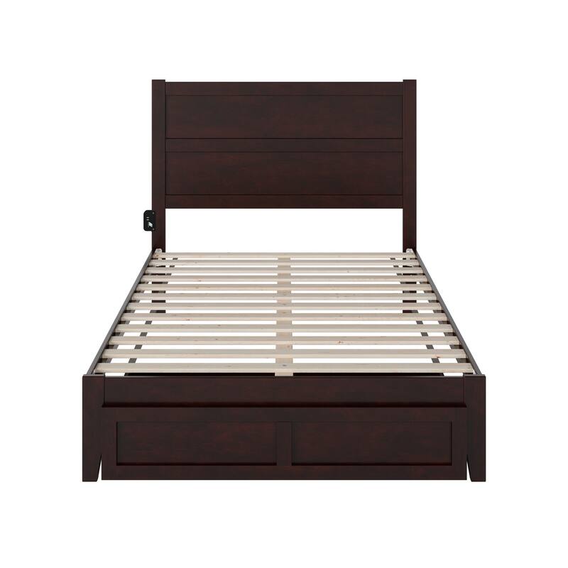NoHo Full Platform Bed with Foot Drawer in Espresso