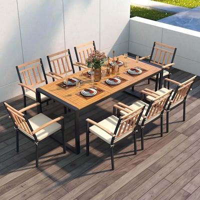 Costway 9 Pieces Patio Dining Set with Soft Cushions and 1.9" Umbrella - See Details