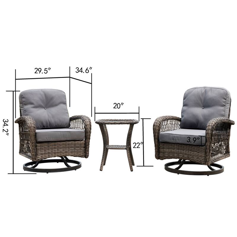 Corvus Livorno Outdoor 3-piece Steel Wicker Swivel Chat Set