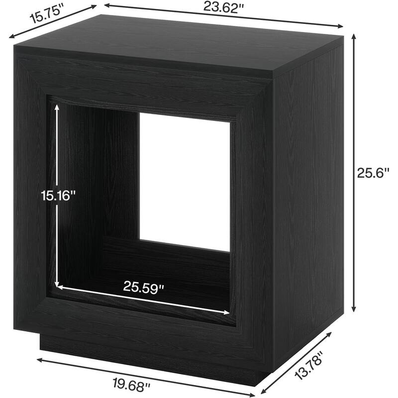 24" Rustic 2-Tier End Table, Side Table with Storage Shelf, Sofa Nightstand for Living Room, Bedroom, Entryway