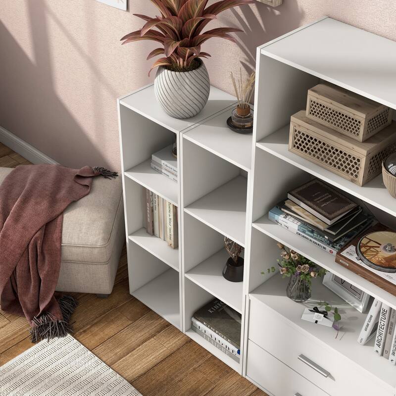 DH BASIC Modern Wood Customizable Stackable Storage Organizer - Cube Shelves, Drawer Cabinet, Bookcase with Doors by Denhour