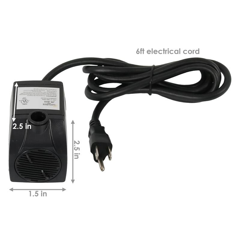 Sunnydaze 200 GPH Electric Submersible Water Pump with 6 LED Lights - White