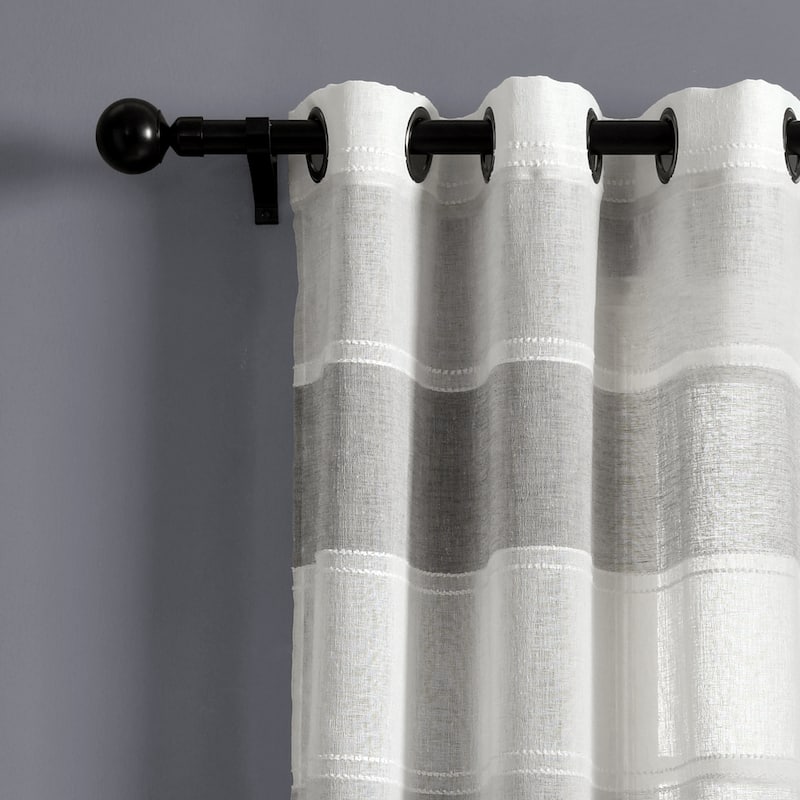 The Gray Barn Done Roamin Textured Stripe Sheer Window Curtain Panel Pair - 84" x 38" - 84" x 38"