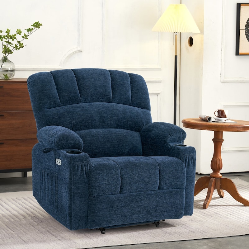 MCombo Recliner Chair Sofa with Massage and Heat for Big Elderly People,Fabric R7093(Small-Wide)